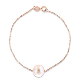 LALI Jewels Pink Freshwater Cultured Pearl Bracelet 14K Rose Gold 7.5&quot;