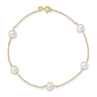 Freshwater Cultured Pearl Bead Bracelet 14K Yellow Gold 7-inch