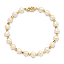 Freshwater Cultured Pearl Bead Bracelet 14K Yellow Gold 7-inch