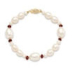 Thumbnail Image 1 of Freshwater Cultured Pearl & Natural Garnet Bead Bracelet 14K Yellow Gold 7.5&quot;