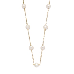 Freshwater Cultured Pearl Station Necklace 14K Yellow Gold 16&quot;