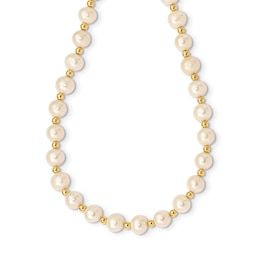 Freshwater Cultured Pearl Bead Necklace 14K Yellow Gold 18&quot;