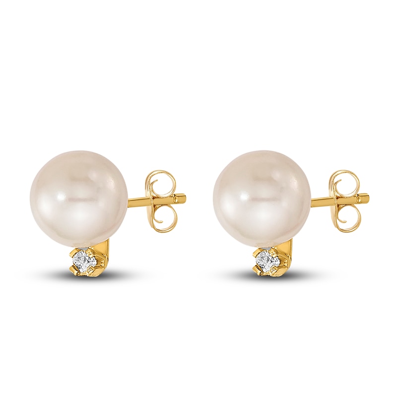 Main Image 2 of Akoya Cultured Pearl & Diamond Pendant/Earrings Set Diamond Accent 14K Yellow Gold