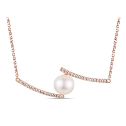 Le Vian Freshwater Cultured Pearl Necklace 1/2 ct tw Diamonds 14K Strawberry Gold