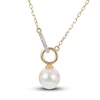 Thumbnail Image 1 of Akoya Cultured Pearl Necklace Diamond Accent 14K Yellow Gold 18&quot;