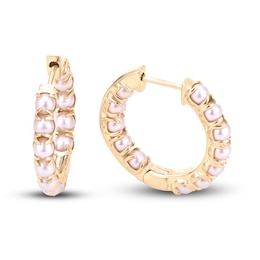 Freshwater Cultured Pearl Seed Hoop Earrings 14K Yellow Gold