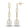 Thumbnail Image 1 of Freshwater Cultured Pearl Paperclip Dangle Earrings 14K Yellow Gold