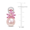 Thumbnail Image 1 of Pink Freshwater Cultured Pearl & Natural Pink Sapphire Earrings 1/8 ct tw Diamonds 14K Rose Gold