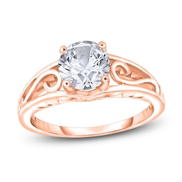 Diamond Solitaire Scroll Engagement Ring 1/4 ct tw Round 14K Rose Gold (I2/I)