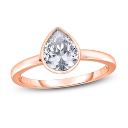 Diamond Solitaire Engagement Ring 3/4 ct tw Bezel-Set Pear-cut 14K Rose Gold (I2/I)