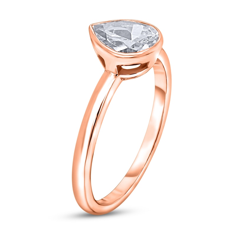 Diamond Solitaire Engagement Ring 3/4 ct tw Bezel-Set Pear-cut 14K Rose Gold (I2/I)