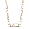 Thumbnail Image 0 of Freshwater Cultured Pearl Clip Necklace 3/8 ct tw Diamonds 10K Yellow Gold 18"