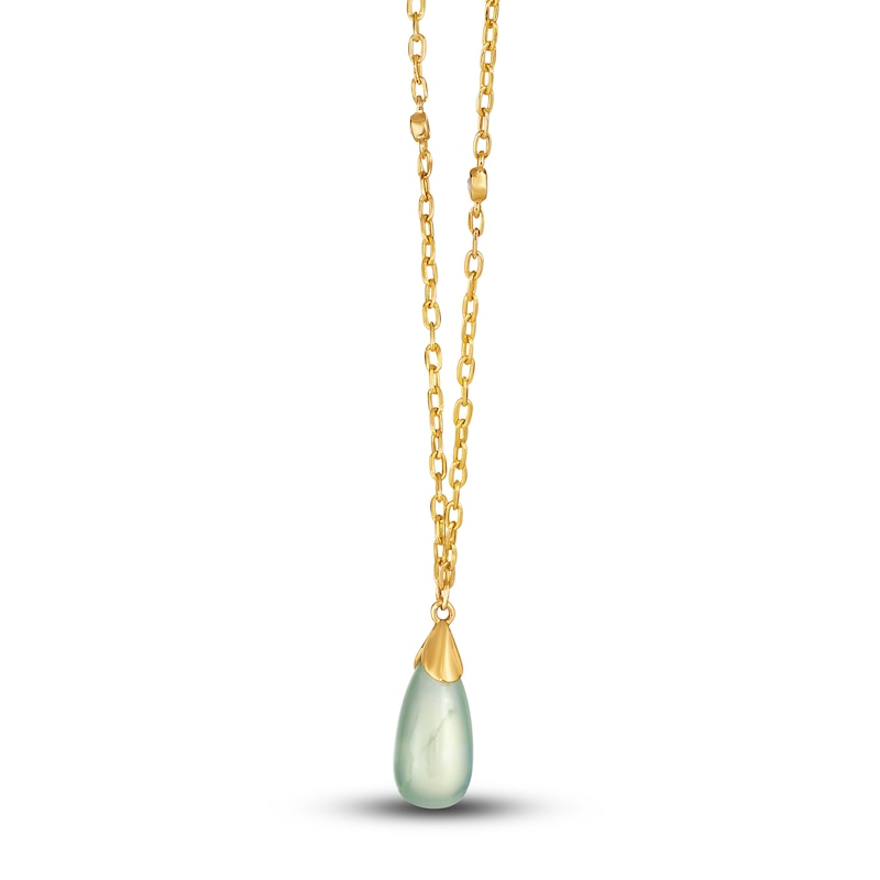 Le Vian Natural Prehnite Necklace Diamond Accents 14K Honey Gold