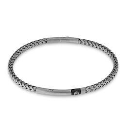 Marco Dal Maso Men's Black Diamond Accent Bracelet Black Enamel/Sterling Silver 8&quot;