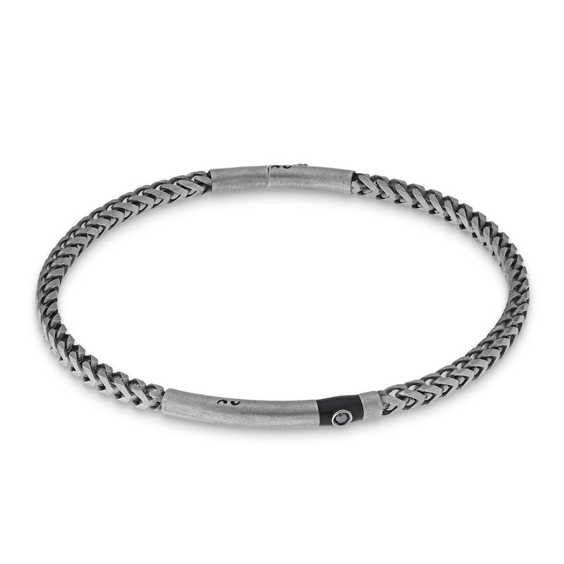 Main Image 1 of Marco Dal Maso Men's Black Diamond Accent Bracelet Black Enamel/Sterling Silver 8&quot;