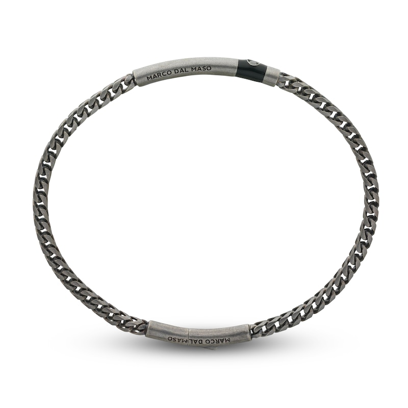 Main Image 2 of Marco Dal Maso Men's Black Diamond Accent Bracelet Black Enamel/Sterling Silver 8&quot;