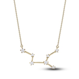 Diamond Virgo Constellation Pendant Necklace 1/6 ct tw Round 14K Yellow Gold