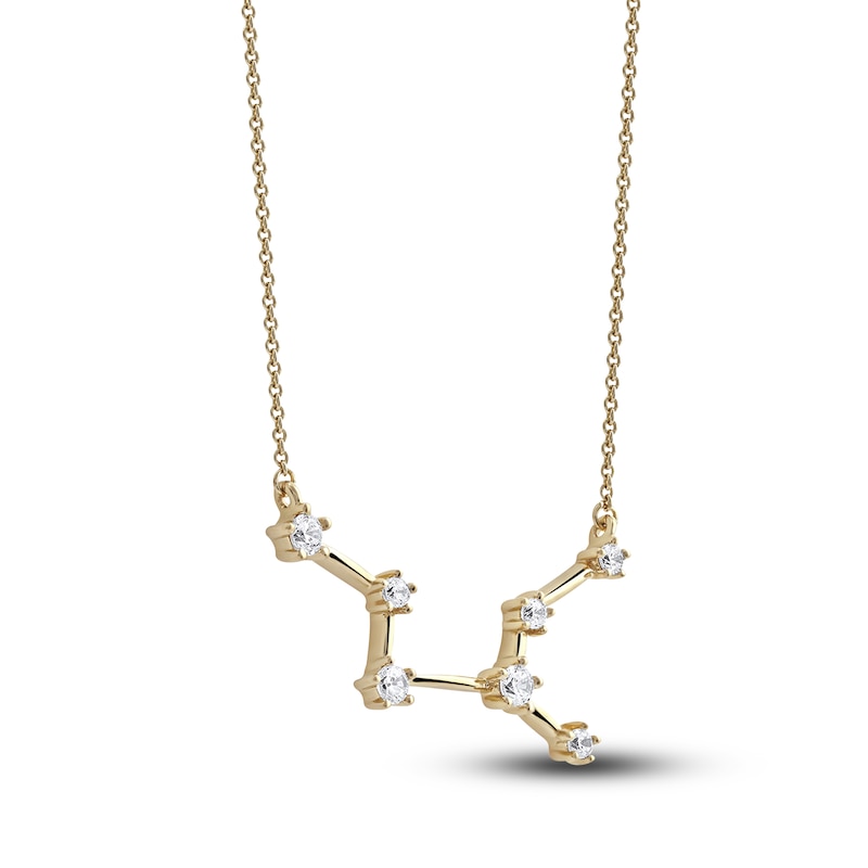 Main Image 2 of Diamond Virgo Constellation Pendant Necklace 1/6 ct tw Round 14K Yellow Gold