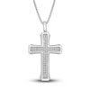 Thumbnail Image 1 of Men's Diamond Cross Pendant Necklace 1/4 ct tw Round Sterling Silver 22&quot;