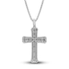 Thumbnail Image 2 of Men's Diamond Cross Pendant Necklace 1/4 ct tw Round Sterling Silver 22&quot;