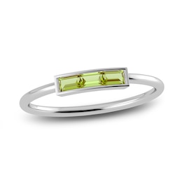 Juliette Maison Natural Peridot Baguette Bar Ring 10K White Gold