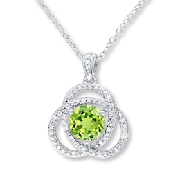 Peridot Necklace 1/10 ct tw Diamonds Sterling Silver