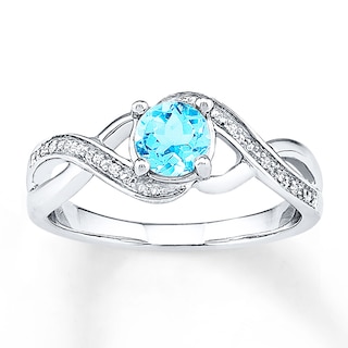 Blue Topaz Ring Diamond Accents Sterling Silver | Jared