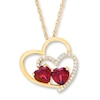 Thumbnail Image 0 of Garnet Heart Necklace 1/8 ct tw Diamonds 10K Yellow Gold