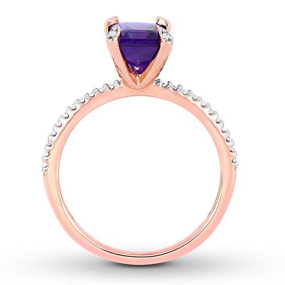 Amethyst Ring 1/10 carat tw Diamonds 10K Rose Gold | Gemstone Rings ...