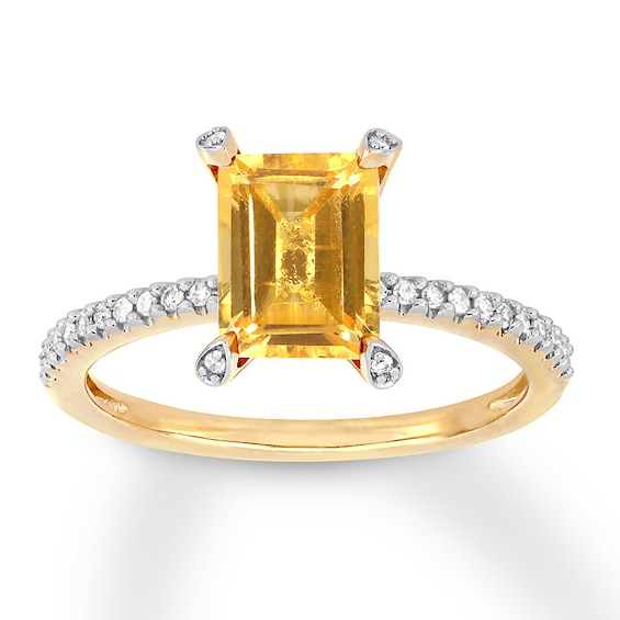 Citrine Ring 1/10 carat tw Diamonds 10K Yellow Gold | Jared