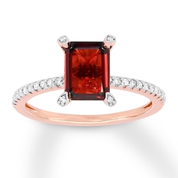 Garnet Ring 1/10 carat tw Diamonds 10K Rose Gold