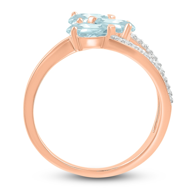 Main Image 3 of Aquamarine Ring 1/10 carat tw Diamonds 10K Rose Gold