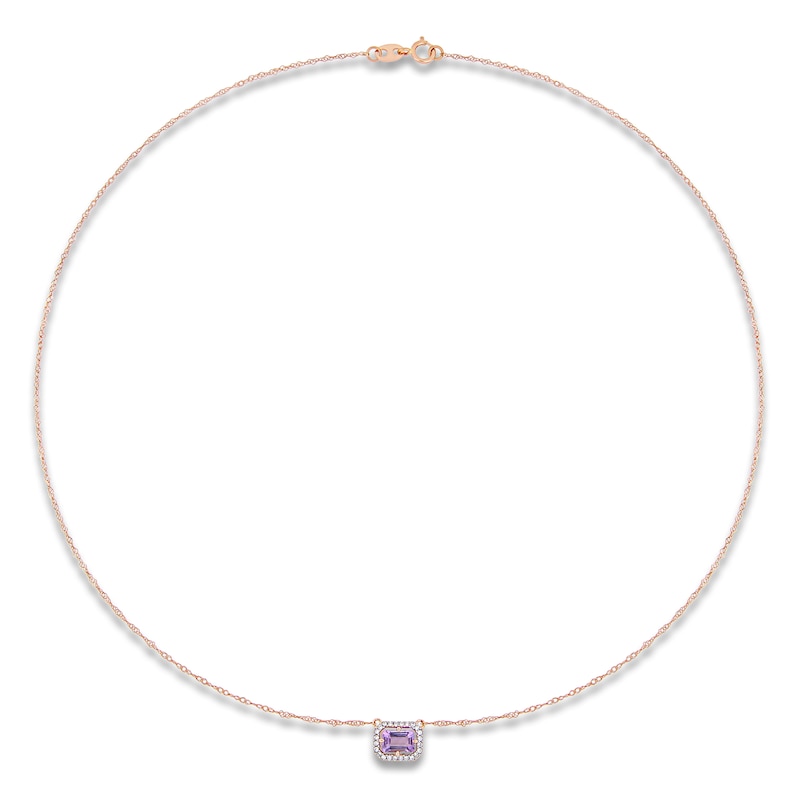 Main Image 2 of Amethyst Necklace 1/10 ct tw Diamonds 14K Rose Gold