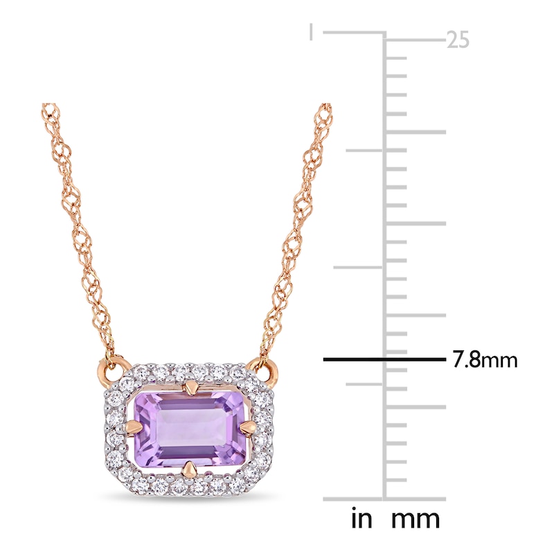 Main Image 3 of Amethyst Necklace 1/10 ct tw Diamonds 14K Rose Gold