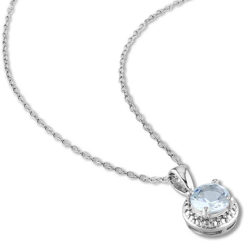 Main Image 2 of Aquamarine Necklace Sterling Silver