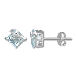 Aquamarine Earrings 10K White Gold