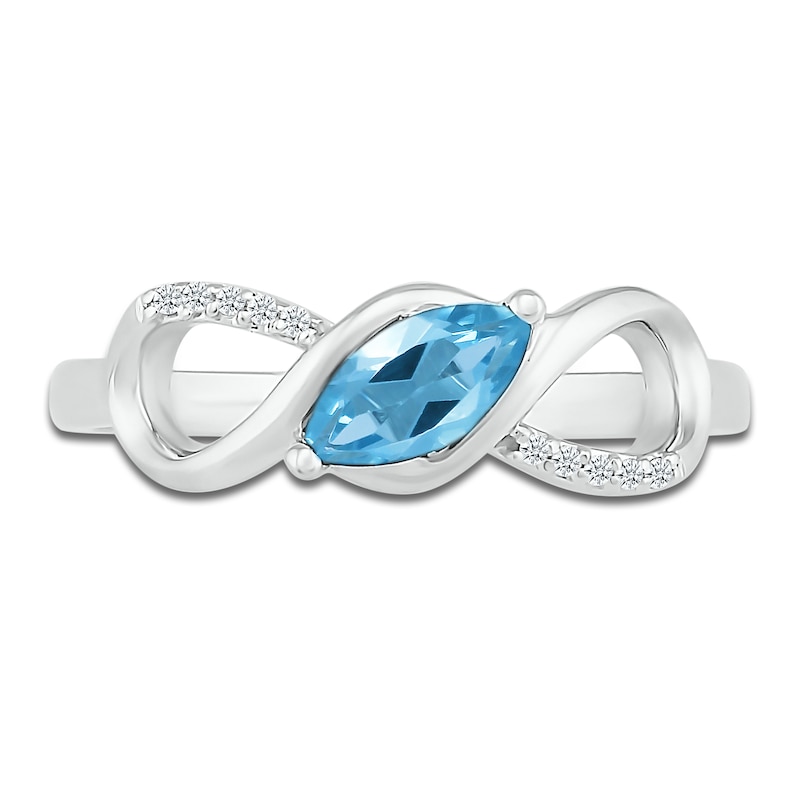 Main Image 2 of Blue Topaz & Diamond Infinity Ring Sterling Silver