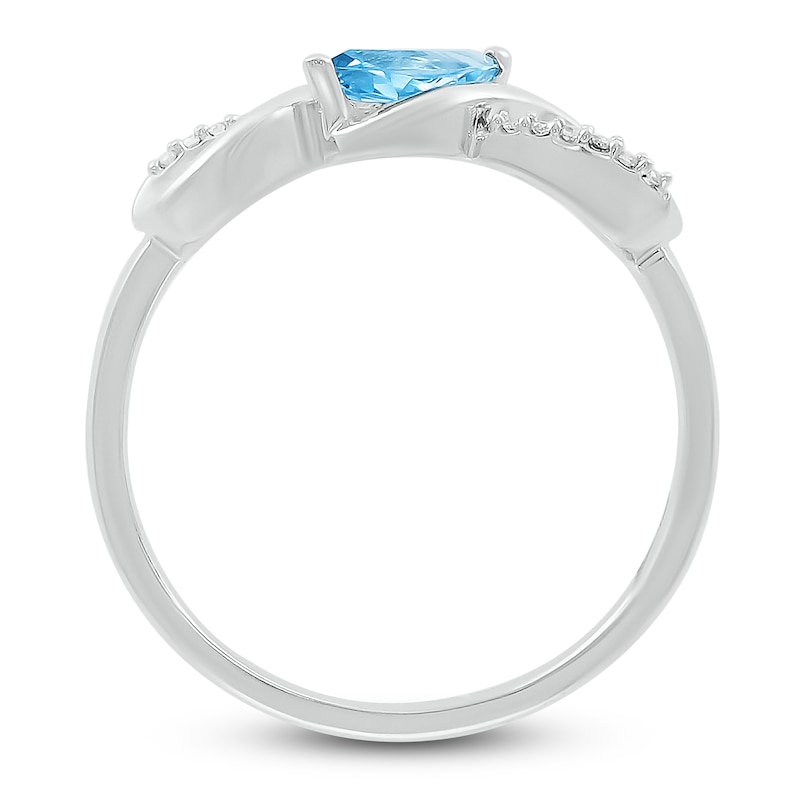 Main Image 3 of Blue Topaz & Diamond Infinity Ring Sterling Silver