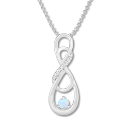 Lab-Created Opal & Diamond Infinity Necklace Sterling Silver