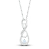 Thumbnail Image 2 of Lab-Created Opal & Diamond Infinity Necklace Sterling Silver