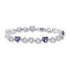 Thumbnail Image 1 of Amethyst Bracelet Black/White Diamonds Sterling Silver