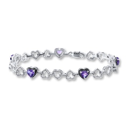 Amethyst Bracelet Black/White Diamonds Sterling Silver