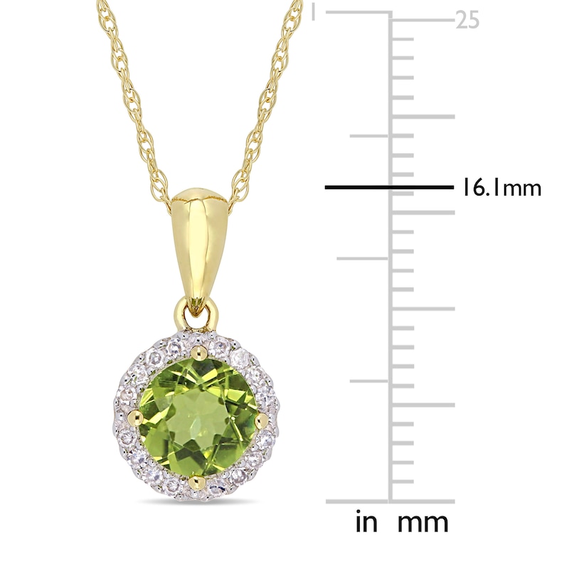 Main Image 3 of Peridot Necklace 1/15 ct tw Diamonds 10K Yellow Gold