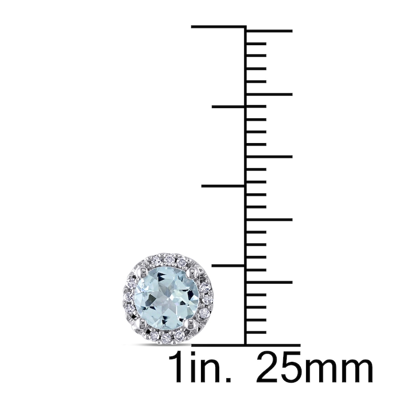 Main Image 2 of Aquamarine Earrings 1/15 ct tw Diamonds 10K White Gold