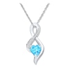 Thumbnail Image 1 of Heart-Shaped Topaz Necklace 1/20 ct tw Diamonds 10K White Gold