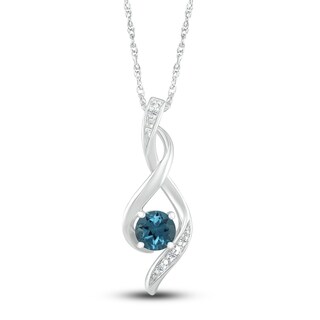 Blue Topaz Necklace Diamond Accents 10K White Gold | Jared