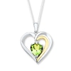 Thumbnail Image 1 of Peridot Necklace Diamond Accent Sterling Silver/10K Yellow Gold