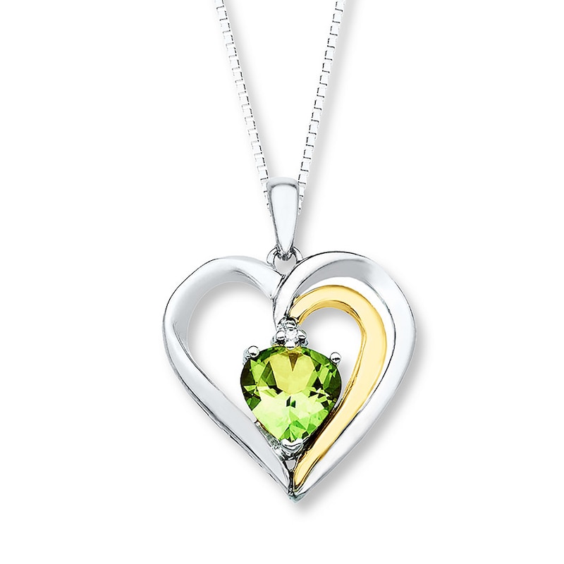 Main Image 1 of Peridot Necklace Diamond Accent Sterling Silver/10K Yellow Gold