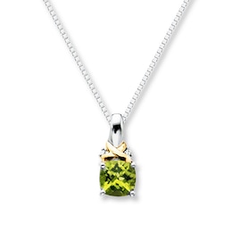 Peridot Necklace Diamond Accents Sterling Silver/10K Yellow Gold