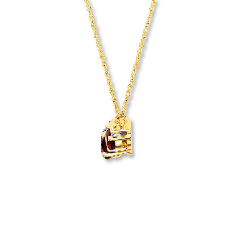 Main Image 2 of Garnet Necklace Diamond Accents 10K Yellow Gold